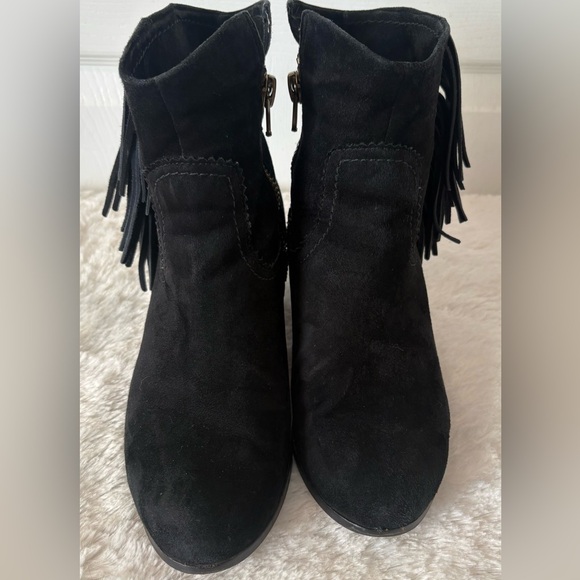 Sam Edelman Louie Black Suede Fringe Ankle Booties Size 10 WIDE - Picture 3 of 10